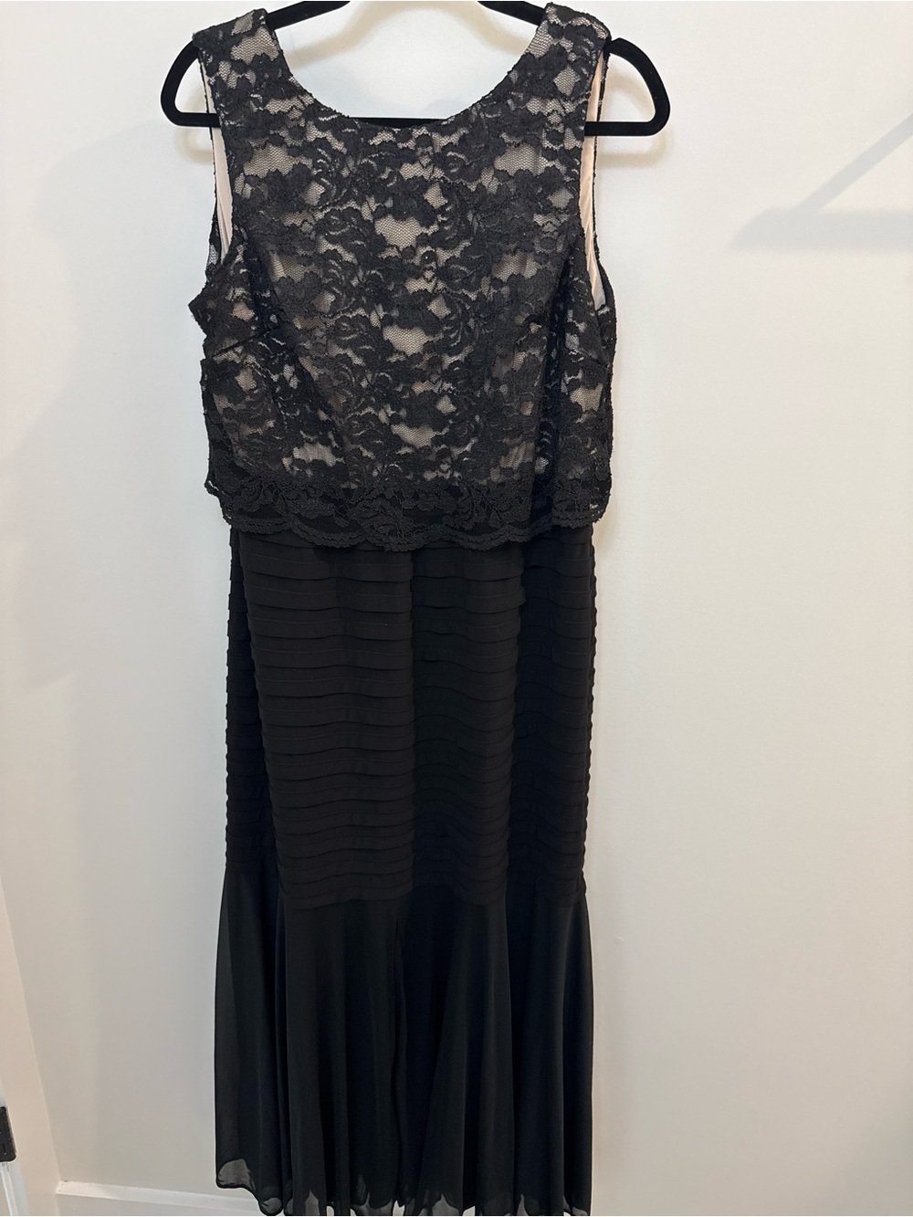 R&M Richards Black Lace Bodice Maxi Dress